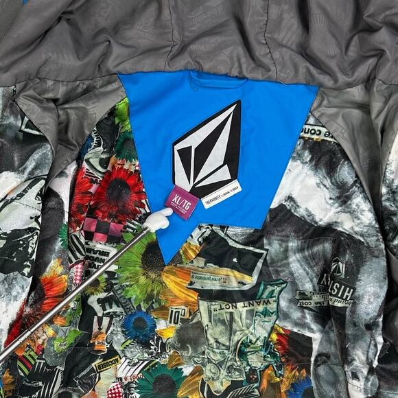 Vintage Y2K Volcom Puffer Ski Jacket Mens XL Blue White Thermonite Full Zip - Picture 4 of 4